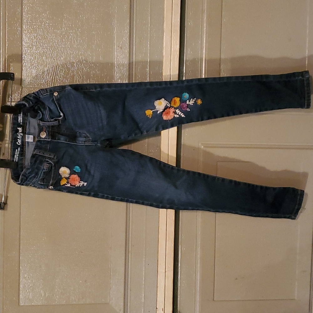 Like New Girls 7 Floral skinny jeans